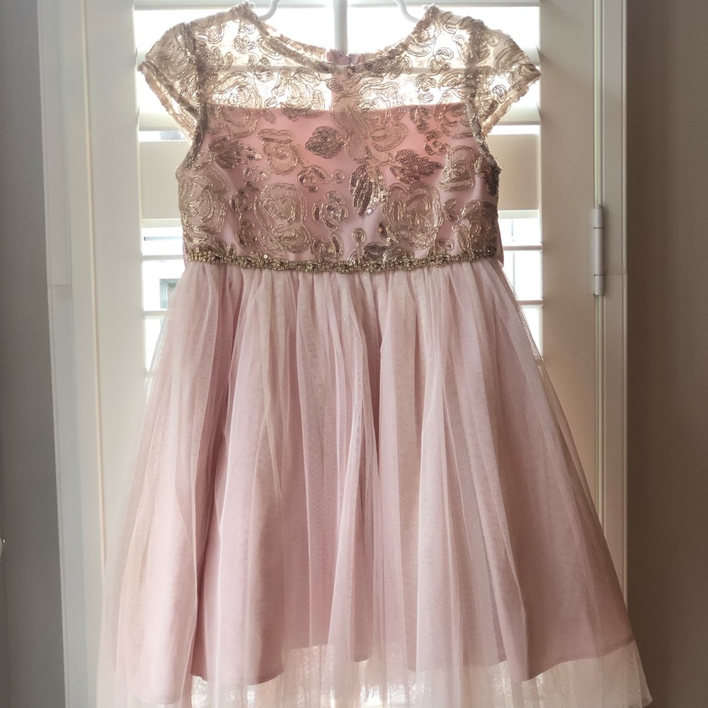 Pink gold girls party dress